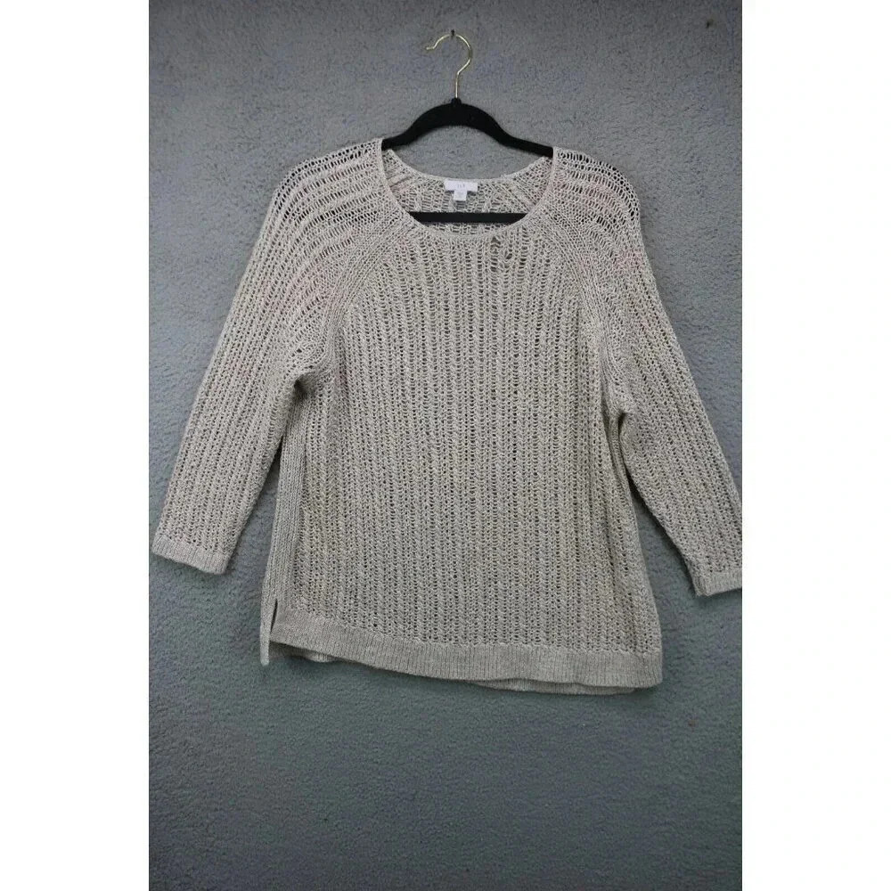 J. Jill Open Knit-3/4 Sleeve Sweater-Size Medium/Petite-Beachy